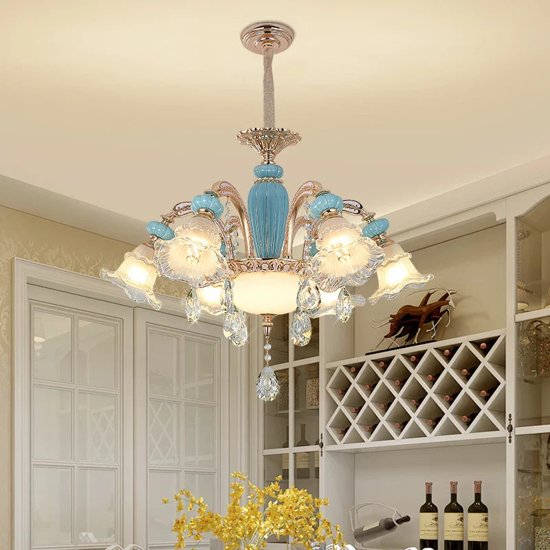 Afralia™ Duplex Ceramic Crystal Pendant Lamp for Modern European Style Living Room