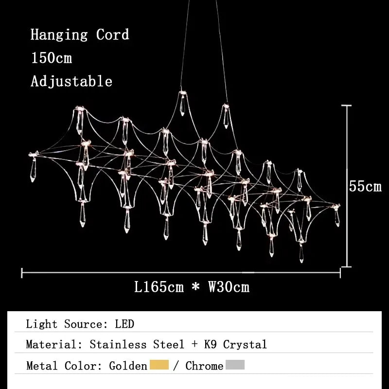 Afralia™ Nordic Art Deco Crystal Chandelier Pendant Light Fixture LED Living Room