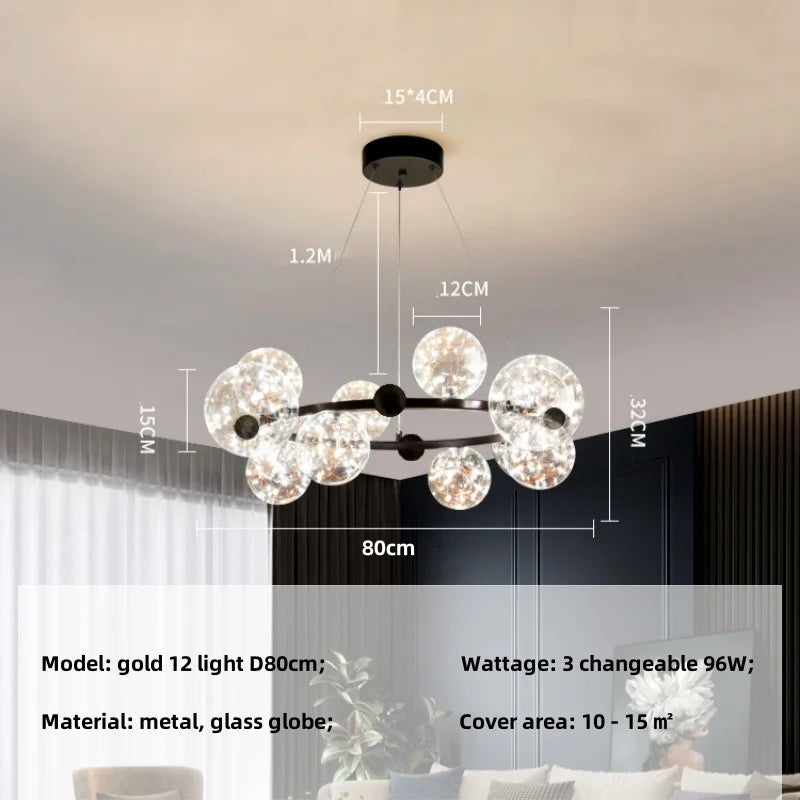 Afralia™ Nordic Glass Globe Pendant Lights Chandelier with 3 Changeable LED Lights
