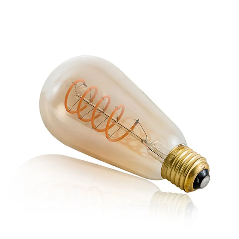 Afralia™ Amber Warm LED Spiral Filament Bulb E27 Vintage Edison 4W 2300K ST64 Bulb