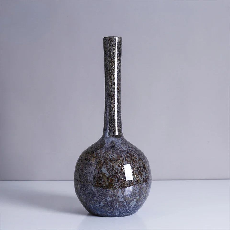 Afralia™ Hand-made Glass Vase Fine Mouth Floral Arrangement Home Decor