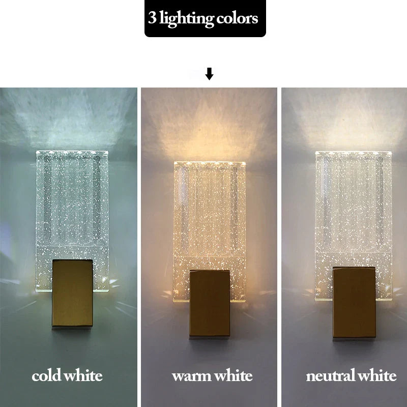 Afralia™ Bubble Crystal LED Wall Sconces Gold Modern Indoor Lighting for Home Decor