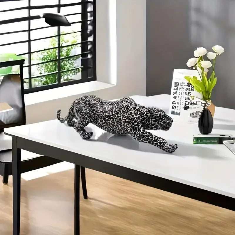 Afralia™ Cheetah Leopard Panther Statue Modern Creative Home Decor Sculpture