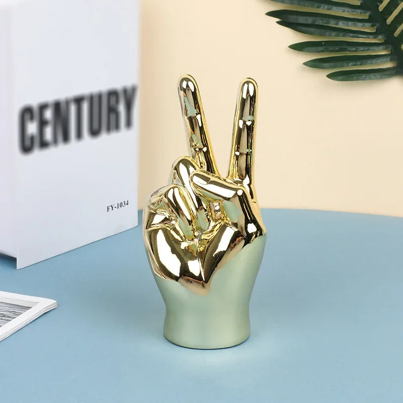 Afralia™ Hand Love Gesture Figurine Sculpture Home Desktop Decor