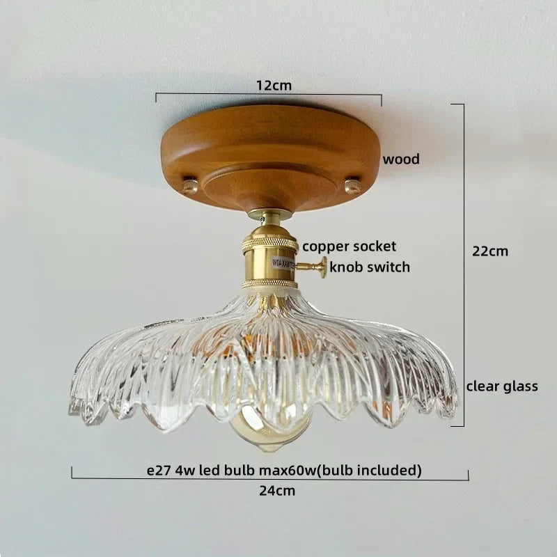 Afralia™ Walnut Copper LED Ceiling Light Modern Home Lighting Luminaria