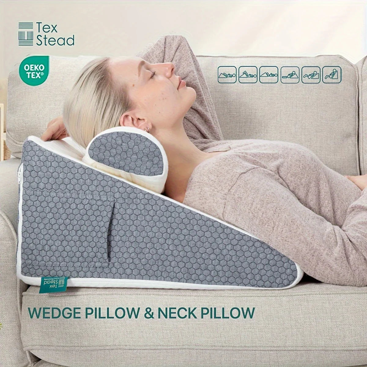 Afralia™ Memory Foam Sleeping Wedge Pillow - Restful Support for Better Sleep