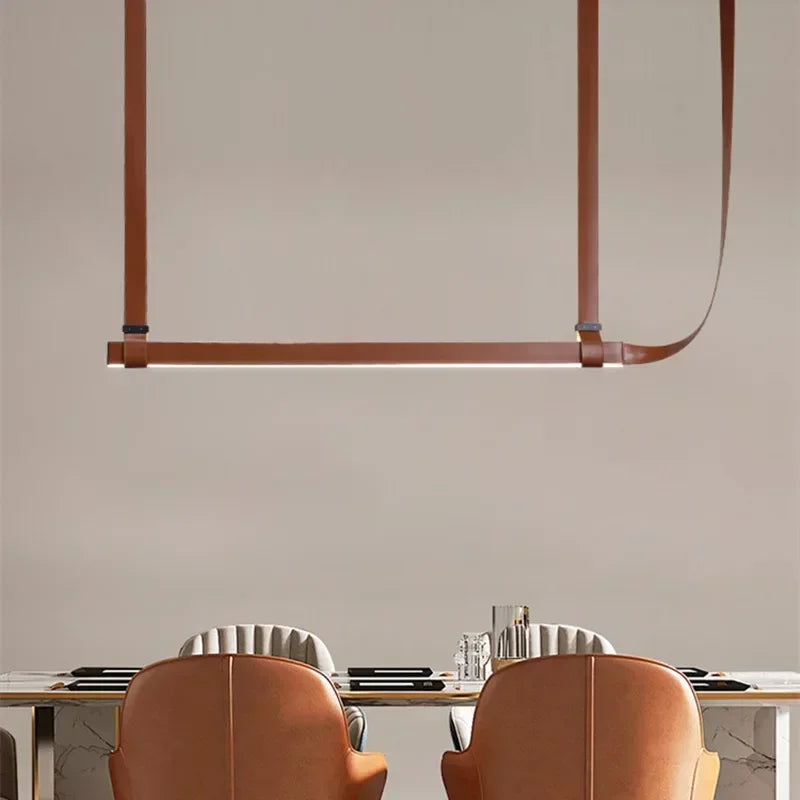 Afralia™ Nordic Leather Chandelier for Dining Table Kitchen Island Office Pendant Lighting