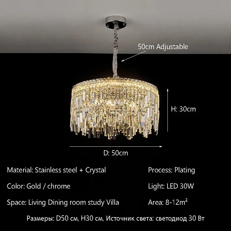 Afralia™ Golden Starry Sky Crystal Chandelier LED Pendant Light - Luxe Indoor Lighting