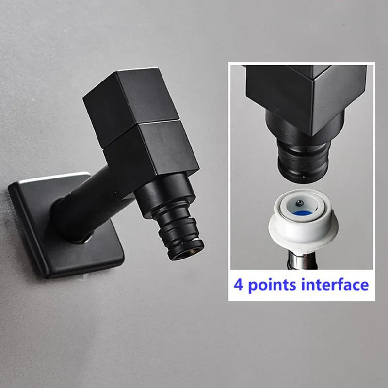 Afralia™ Black Wall Mount Washing Machine Tap - Garden Outdoor Bathroom Water Faucet
