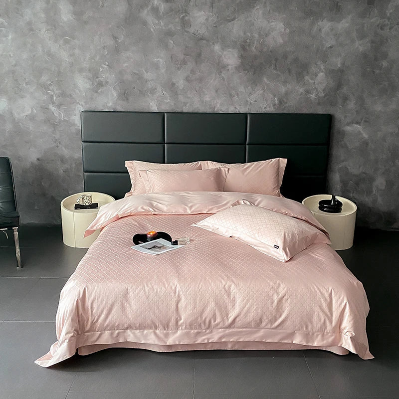 Afralia™ Satin Jacquard Bedding Set, Luxury Purple Flowers, Duvet Cover, Bed Sheet