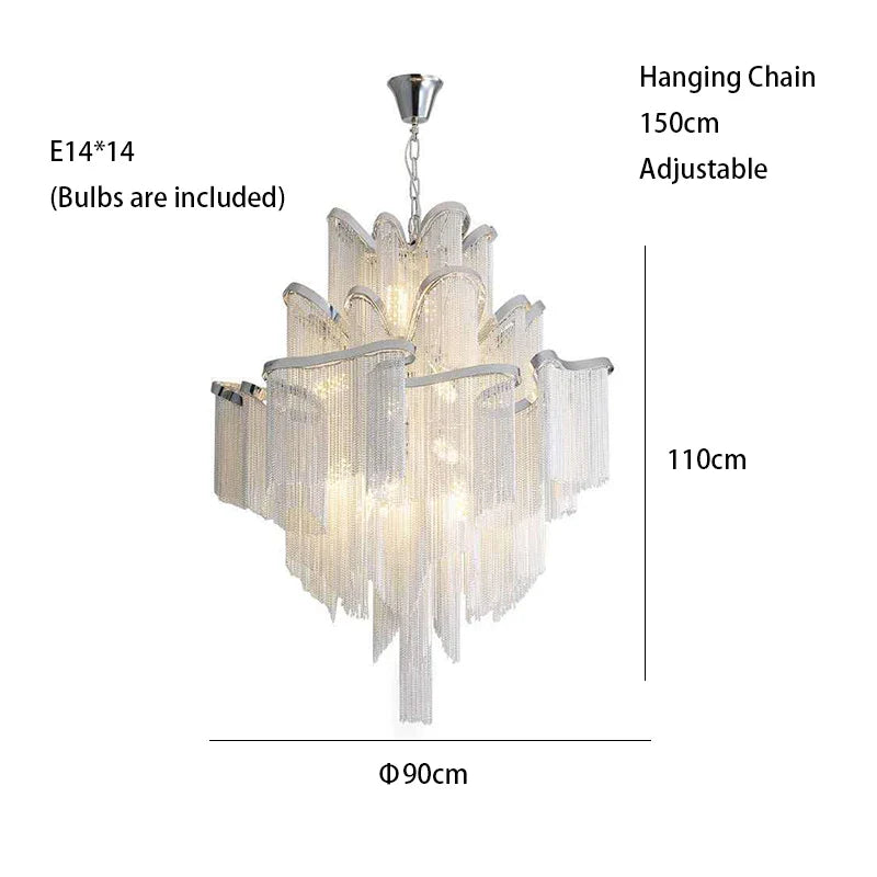 Afralia™ Luxury Tassels Ceiling Chandelier Dimmable Lights for Bedroom Decoration