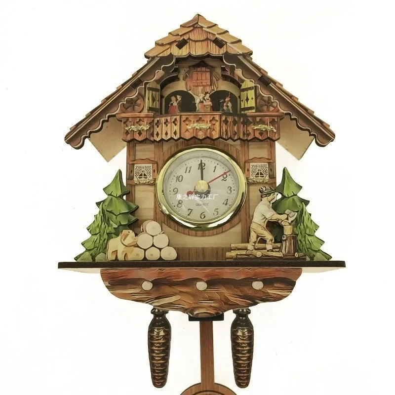 Afralia™ Wooden Cuckoo Clock: Handmade Traditional Wall Clock for Home Decor