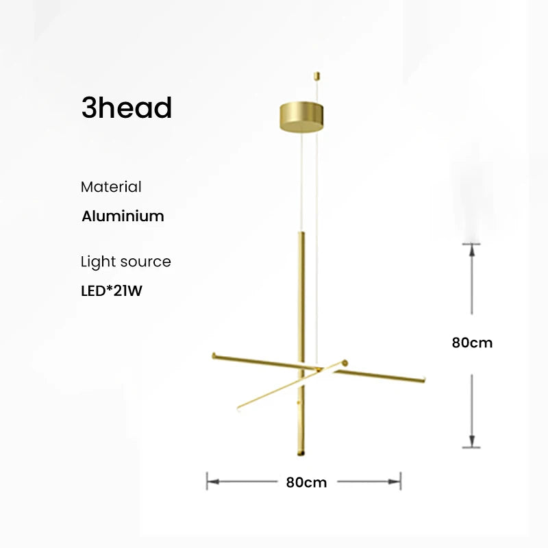 Afralia™ Tube Gold Linear Pendant Light Chandelier for Kitchen Hotel Staircase