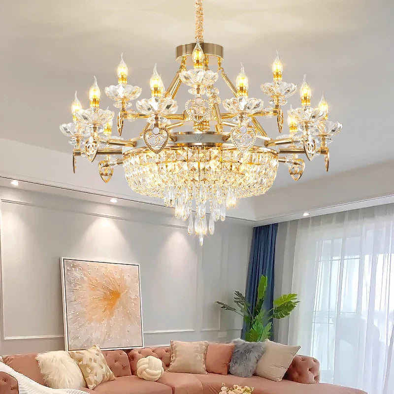 Afralia™ Crystal Luxury Chandelier for European Style Living Room, Bedroom, and Stairwell