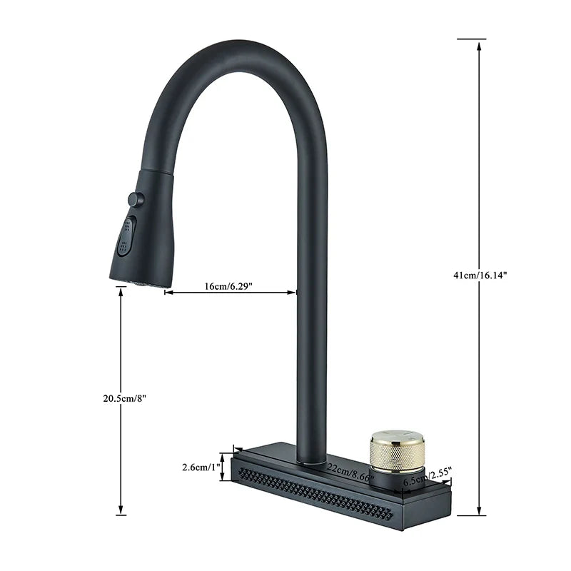 Afralia™ Black Kitchen Faucet: Flexible Pull Out 3 Nozzle Mixer Tap