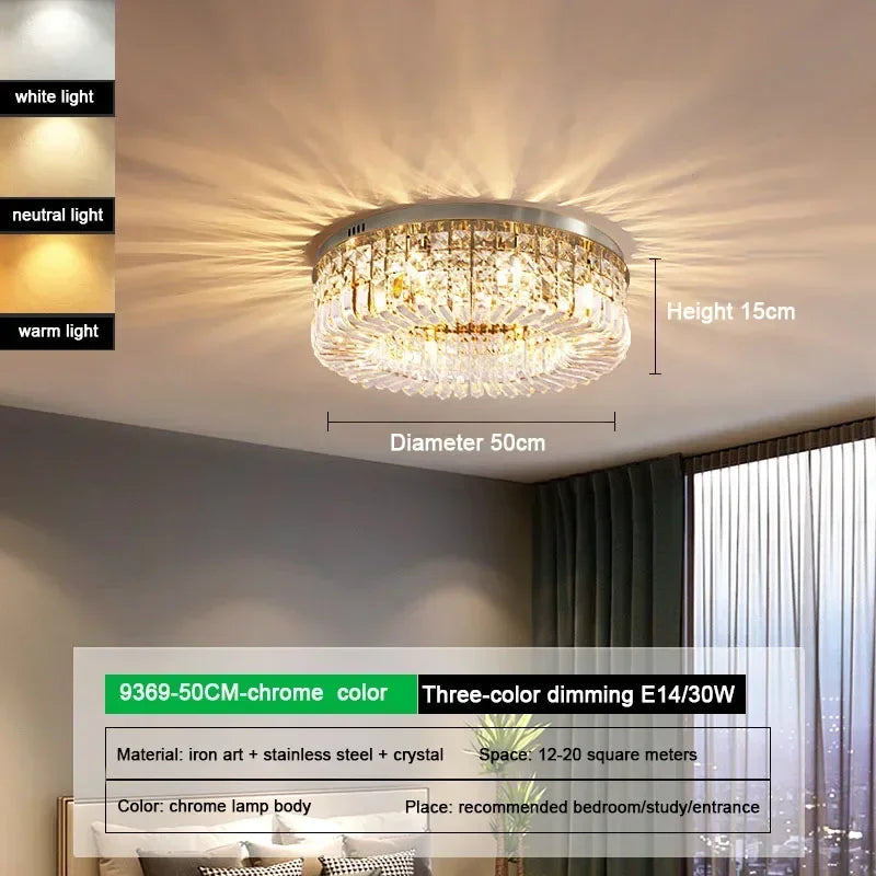 Afralia™ Crystal Glass Round LED Ceiling Light - Luxury Indoor Lighting Solution