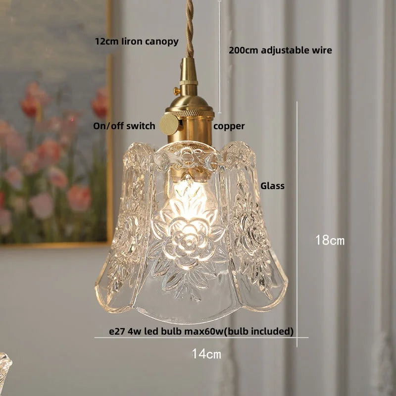 Afralia™ Glass LED Pendant Lamp Modern Copper Socket Hanging Light