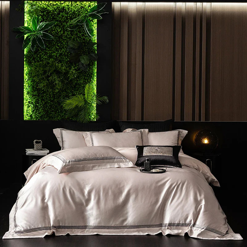 Afralia™ Luxe Champagne Bedding Set in Silky Egyptian Cotton - Queen King Sizes