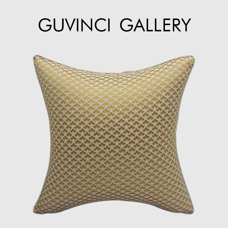 Afralia™ Geometric Peacock Feathers Satin Jacquard Cushion Cover 45x45cm