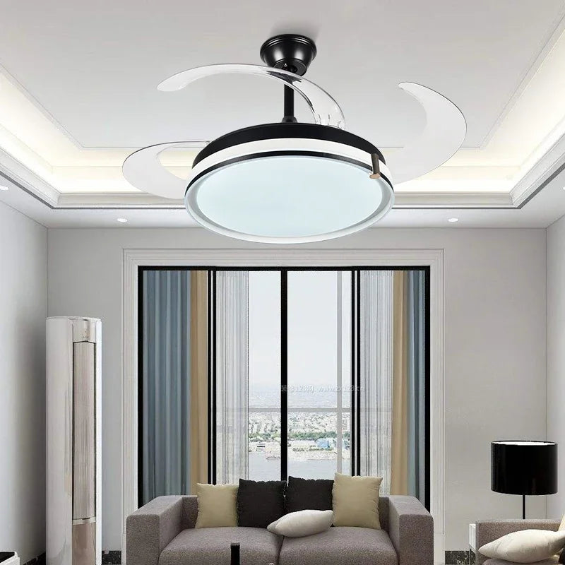 Afralia™ Remote Control LED Ceiling Fan with Retractable Blades for Living Room