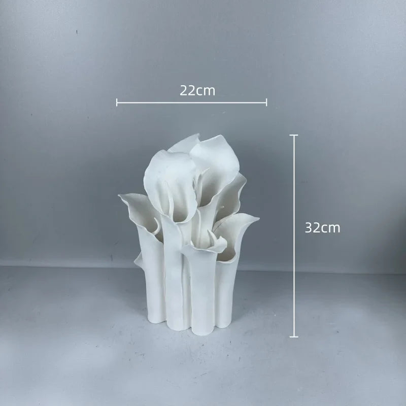 Afralia™ Pleated Petal Ceramic Flower Vase, Irregular Abstract Decor