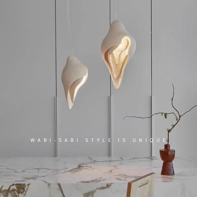 Afralia™ Gypsum Conch Pendant Lamp, Wabi Sabi Style for Living Room, Bedroom, and Staircase