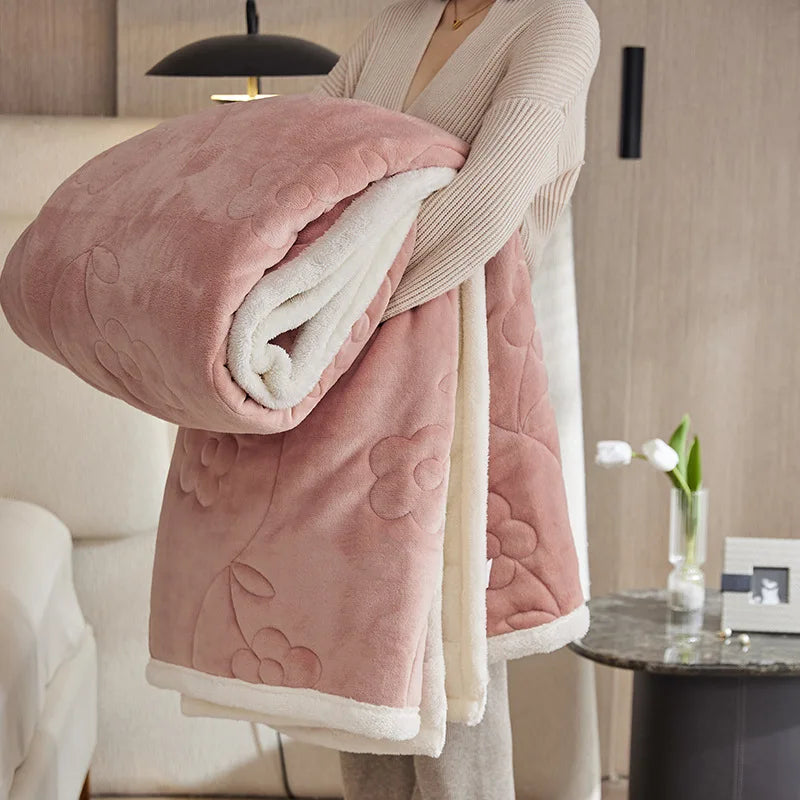 Afralia™ Cozy Three-Layer Lamb Wool Sofa Blanket for Autumn & Winter Decor