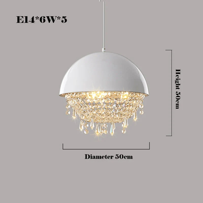 Afralia™ Modern Black White Hemisphere Hanging Chandelier Pendant Light for Living Dining Room