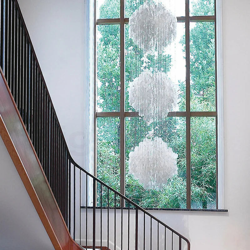 Afralia™ Mother of Pearl Chandelier: Unique Danish Design Shell Lights for Living Room, Dining Room, and Staircase