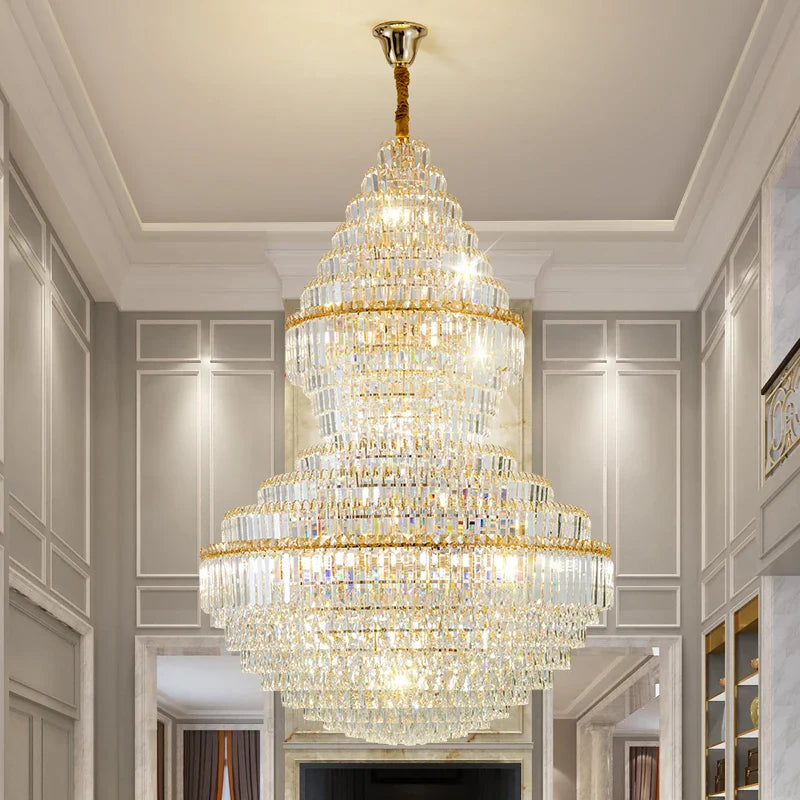 Afralia™ Crystal Hollow Chandelier for Luxury Living Room and Stair Lamps