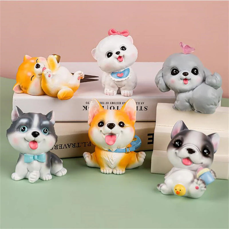 Afralia™ Dog Figurine Miniatures Set - Husky Corgi Bulldog Puppy Statue Decor