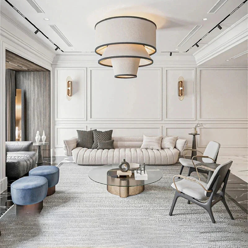 Afralia™ Wabi Sabi Fabric Ceiling Chandelier LED Pendant Lamp for Living Dining Room