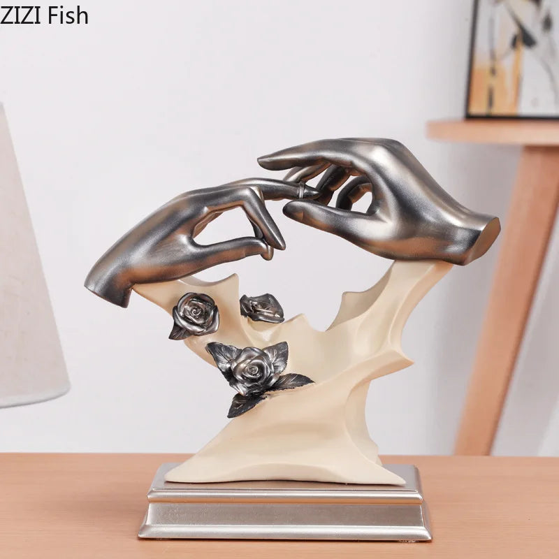 Afralia™ Couples Rings Statue Desk Decoration Resin Crafts Room Decor