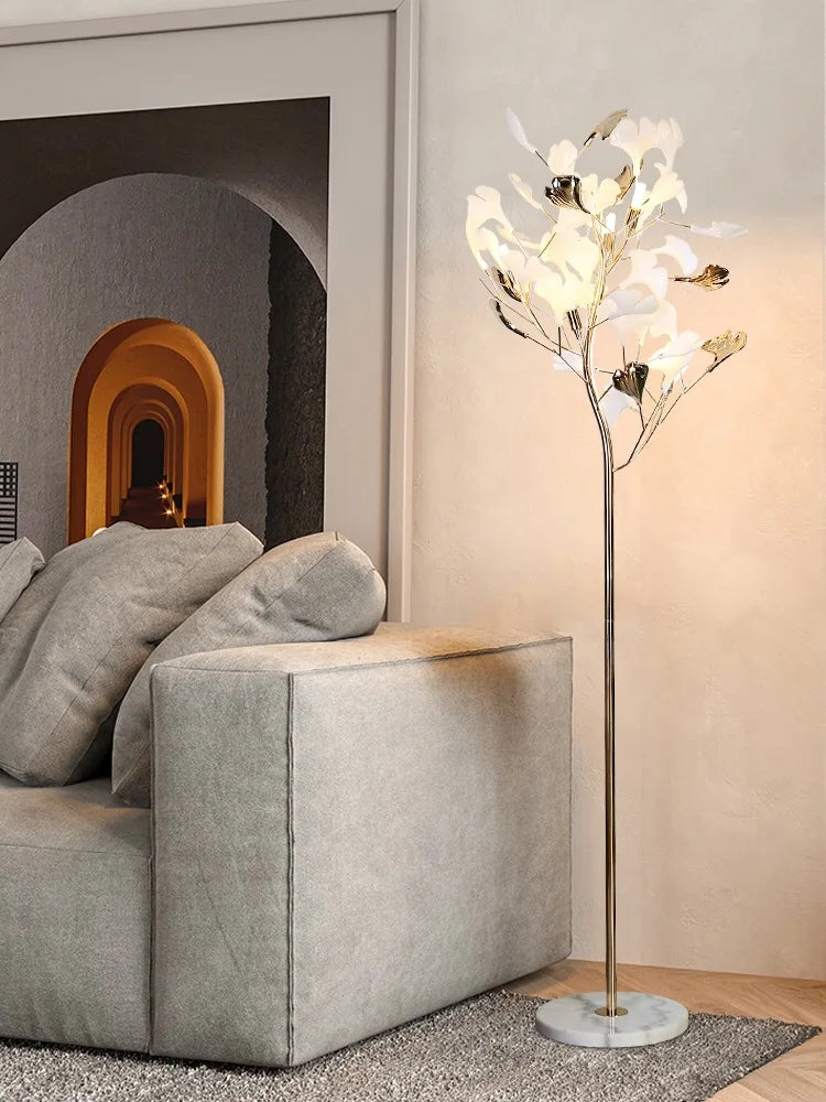 Afralia™ Nordic Ginkgo Leaf Modern Floor Lamp: Romantic Night Light for Living Room Bedroom