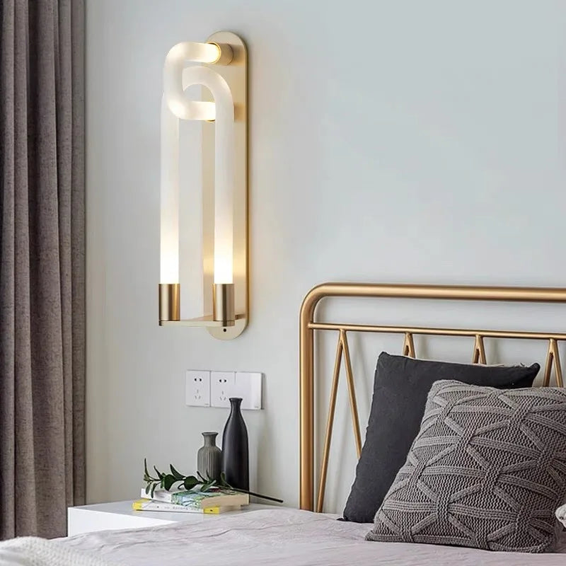 Afralia™ LED Tube Wall Sconce Gold Black White Metal Acrylic Light Fixture