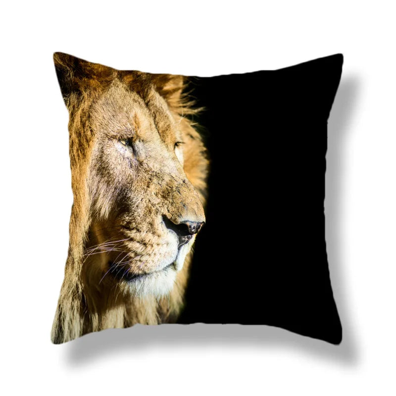 Afralia™ Wild Animals Lions Tigers Cushion Cover Pillow Case - 45x45CM Wildlife Decor