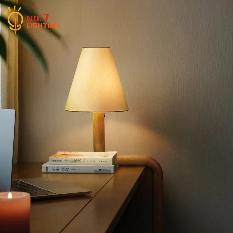 Afralia™ Elegant Solid Wood LED Table Lamp for Study and Bedside Lighting