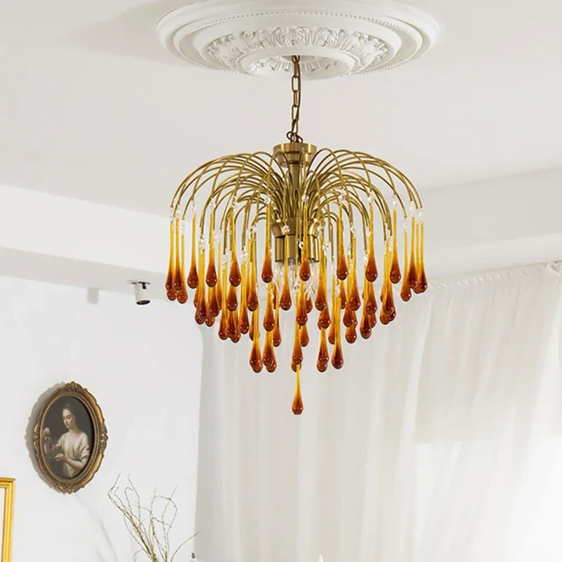 Afralia™ Crystal Water Drop Ceiling Chandelier for Home Decor and Lighting