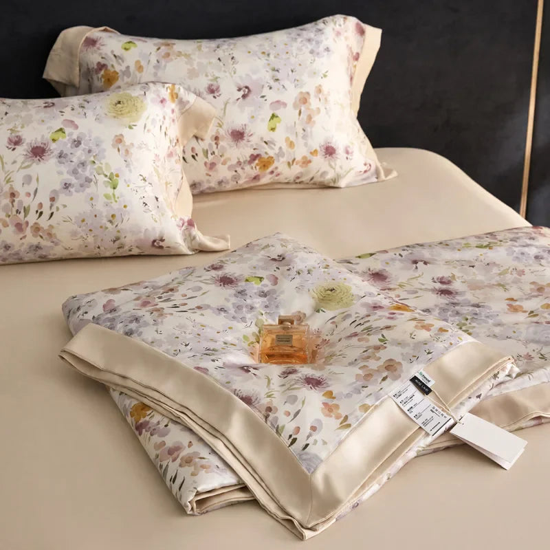 Afralia™ Floral Print Summer Quilt Bedding Set with Sheet & Pillowcases