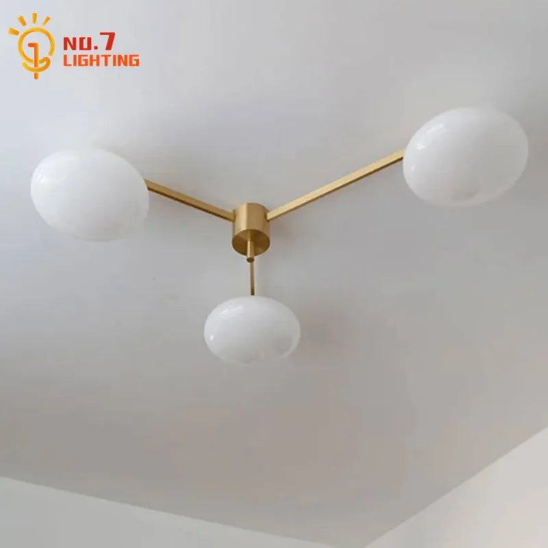Afralia™ Black/Gold Lustre Copper Ceiling LED Modern Light Fixture for Living Room/Kitchen/Balcony