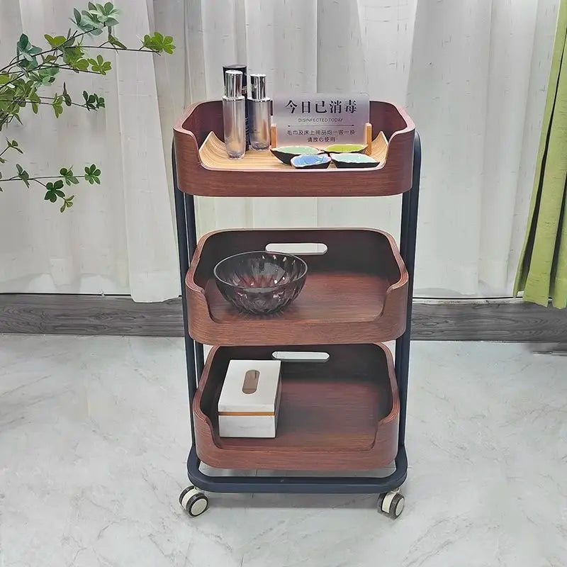 Afralia™ Salon Tool Cart Wood Manicure Cosmetologist Hairdresser Furniture