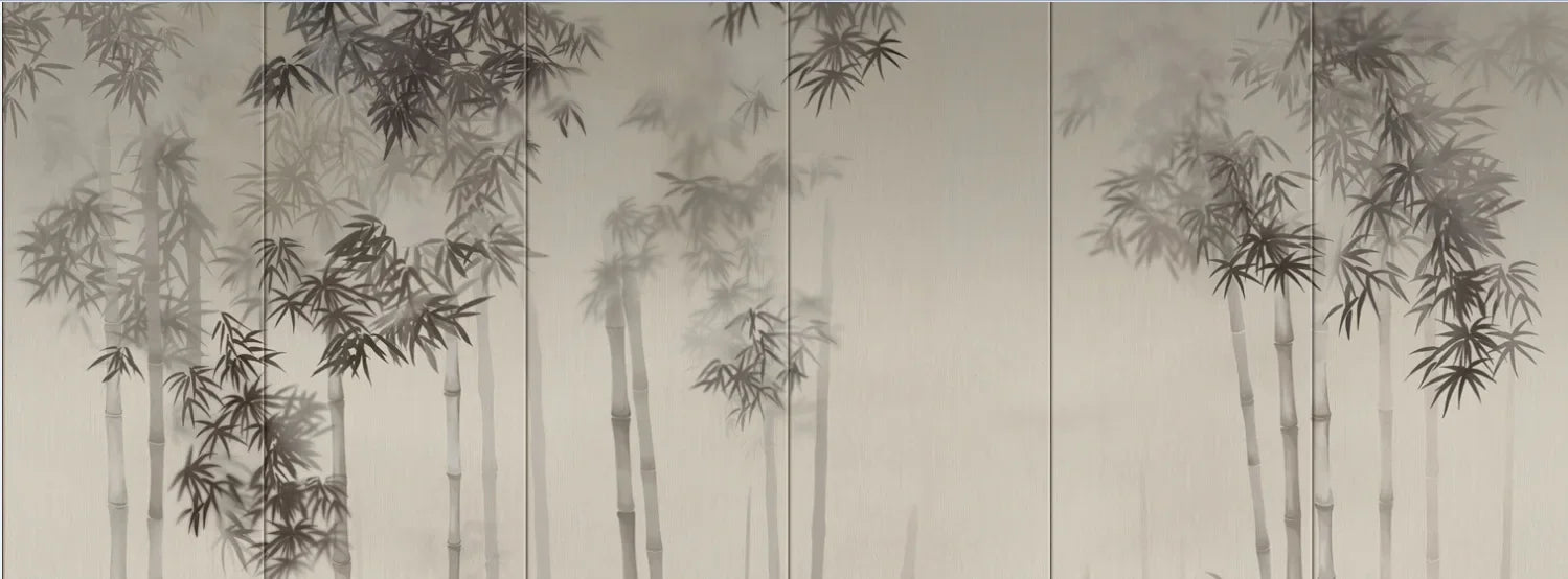 Bamboo Lampshade Landscape Painting Abstract Light Cover Chandelier by Afralia™