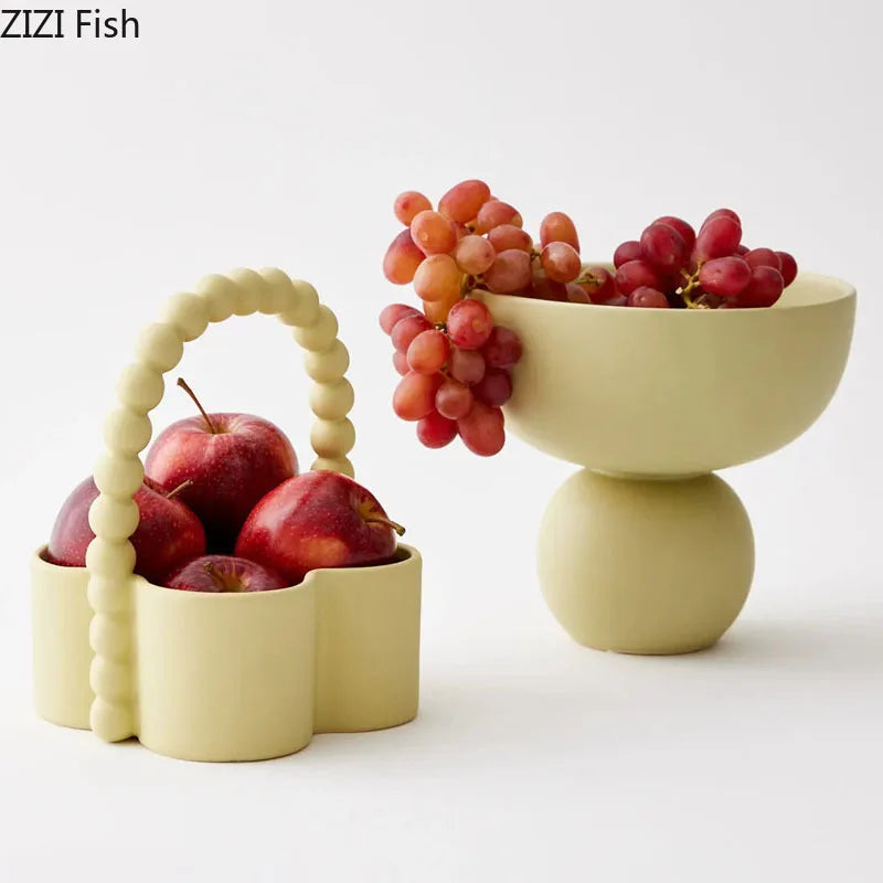 Afralia™ Ceramic Fruits Bowl Tray, Breakfast Dinner Plates, Hotel Restaurant Fruit Plate