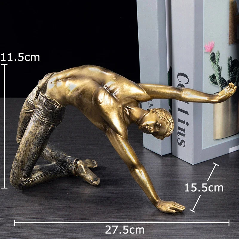 Afralia™ Golden Thinker Bodybuilder Resin Sculpture for Desk Decor and Room Aesthetics