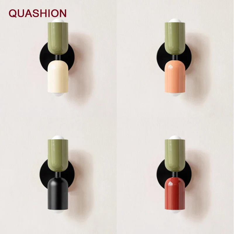 Afralia™ Color-Block Double-End Wall Lamp | Creative Nordic Bedside Light for Bedroom & Restaurant