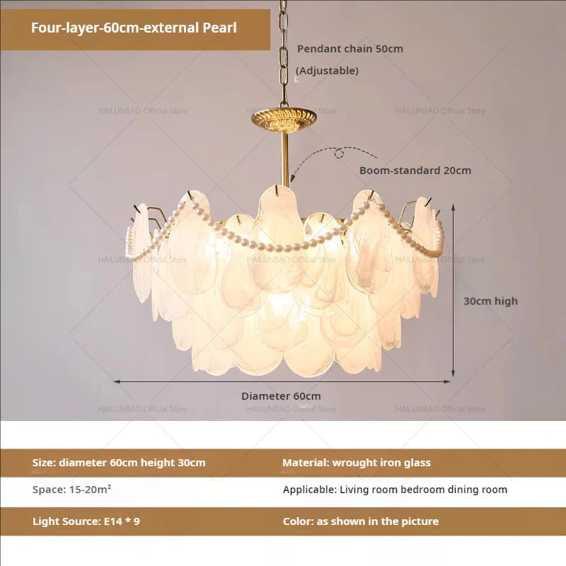 Afralia™ French Chandelier Garden Light with K9 Crystal | Elegant Pearl Shell Design