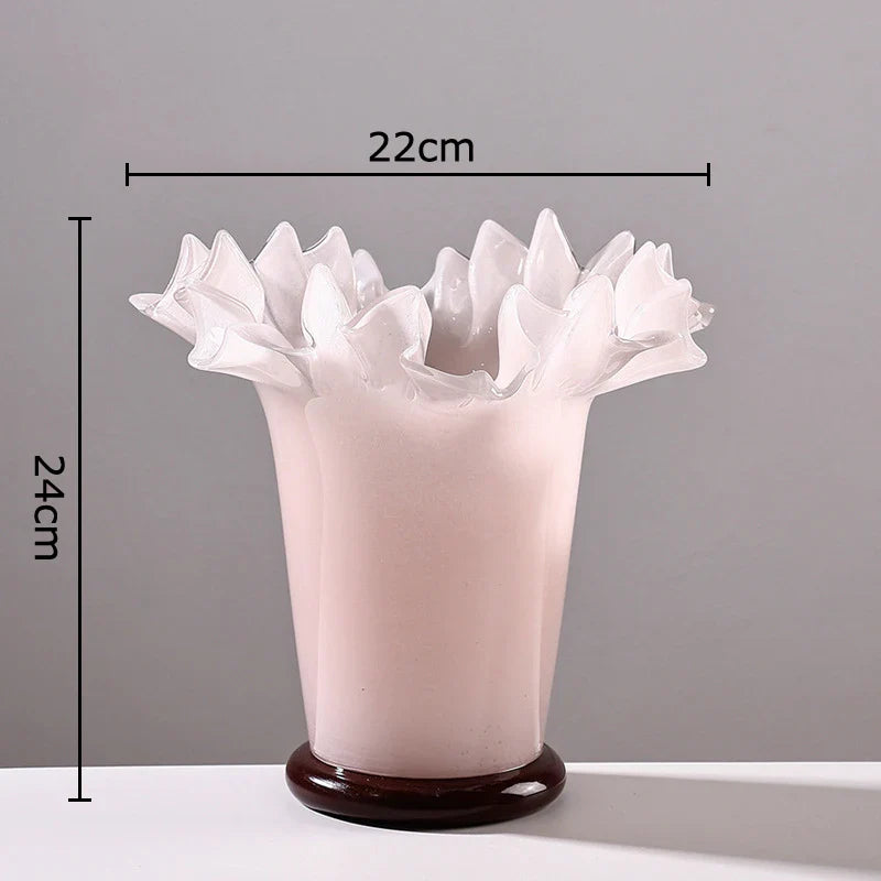 Afralia™ Lotus Leaf Edge Glass Vase: Table Flower Arrangement Room Decor Aesthetic
