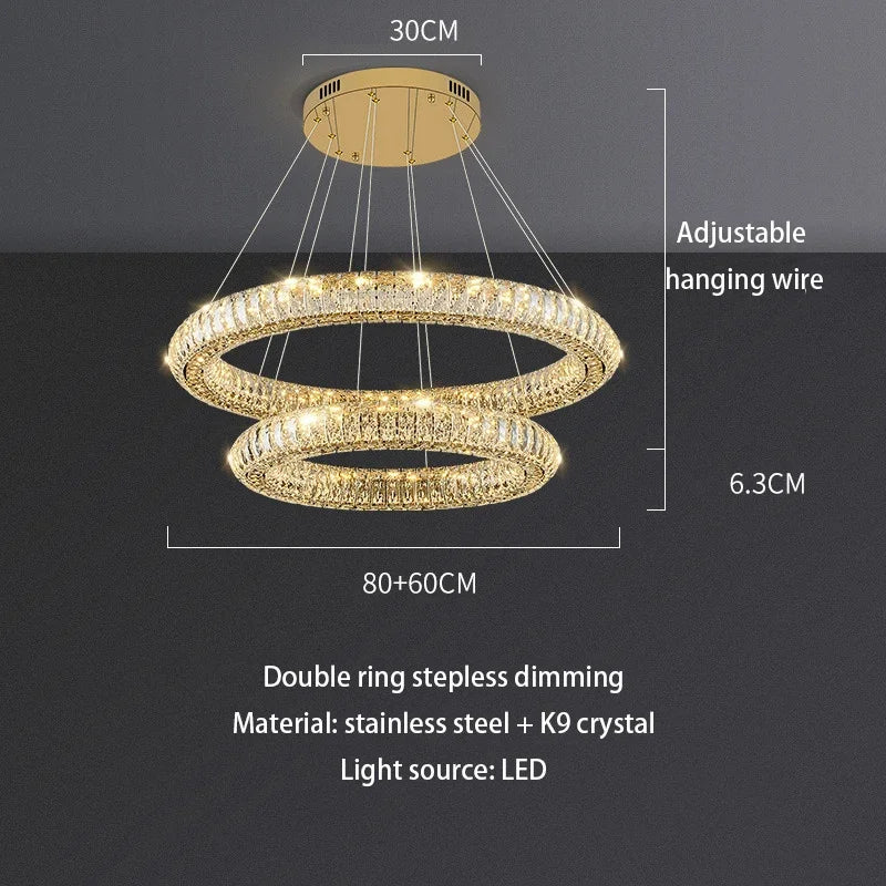 Afralia™ Ring Crystal Chandelier: Luxury Living Room Light for Modern Ambiance