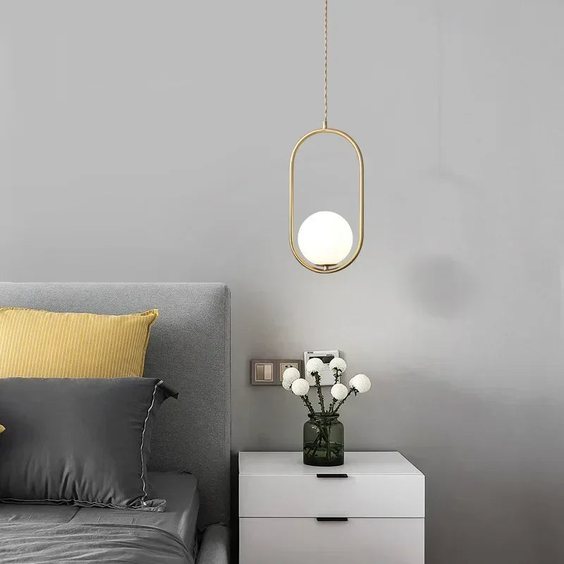 Afralia™ Glass Ball Ring Pendant Lamp for Living Dining Bedroom