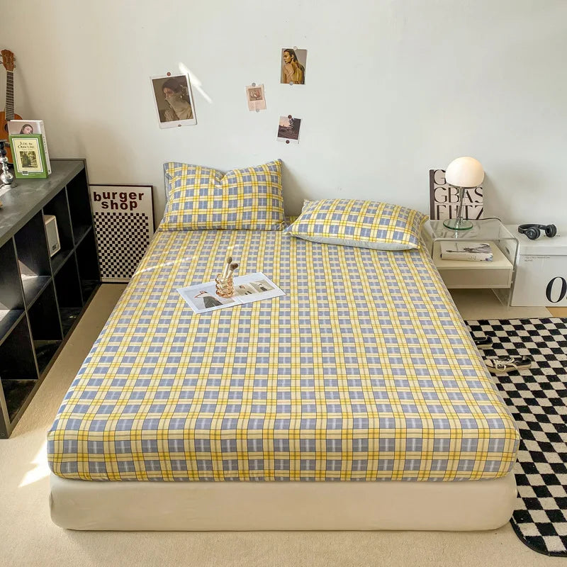 Afralia™ Plaid Style Fitted Sheet - Skin-friendly Elastic Bedsheet for Kids' Room
